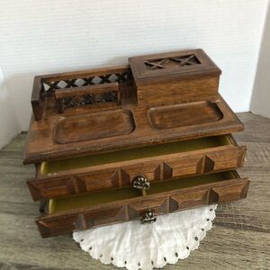 Vtg 1976 Gunther Mele Wooden Jewelry Organizer with Drawers